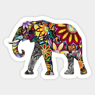 Colored Flower Elephant Sticker